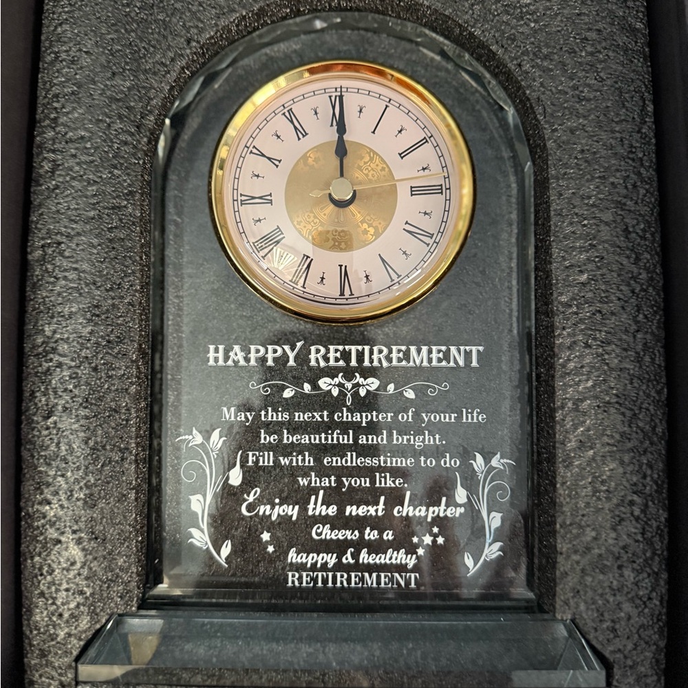 Sophisticated Gold and Silver Retirement Clock